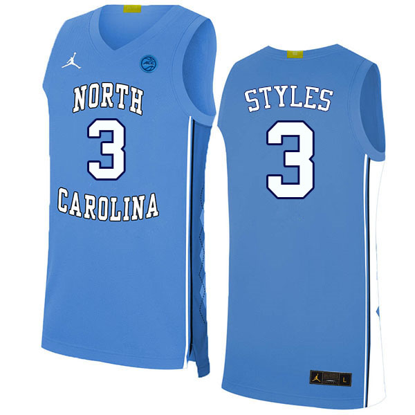 Men #3 Dontrez Styles North Carolina Tar Heels College Basketball Jerseys Sale-Blue - Click Image to Close